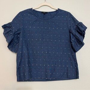 DREW Ruffle Sleeve Polka Dot Top